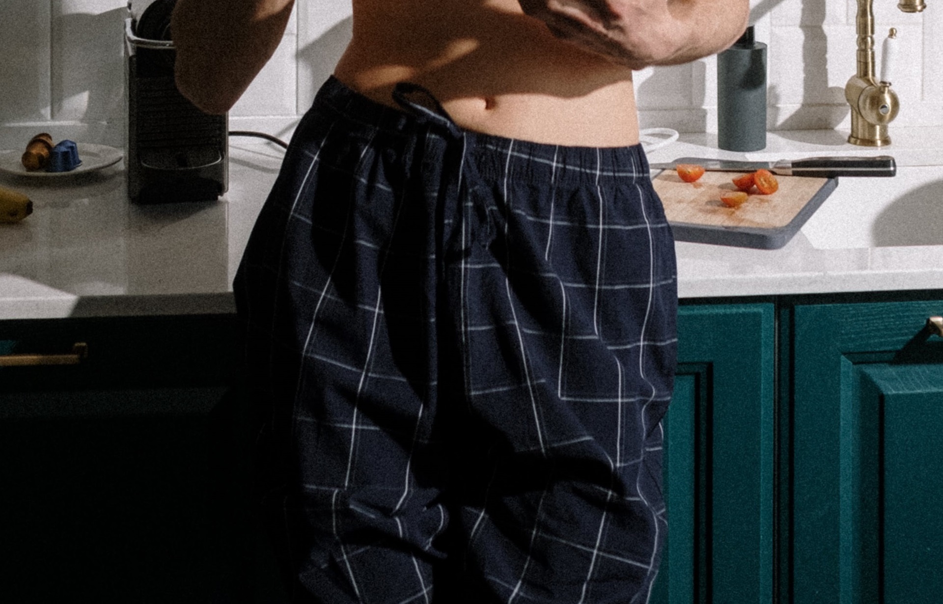 Bas de pyjama homme en flanelle à carreaux avec taille élastique